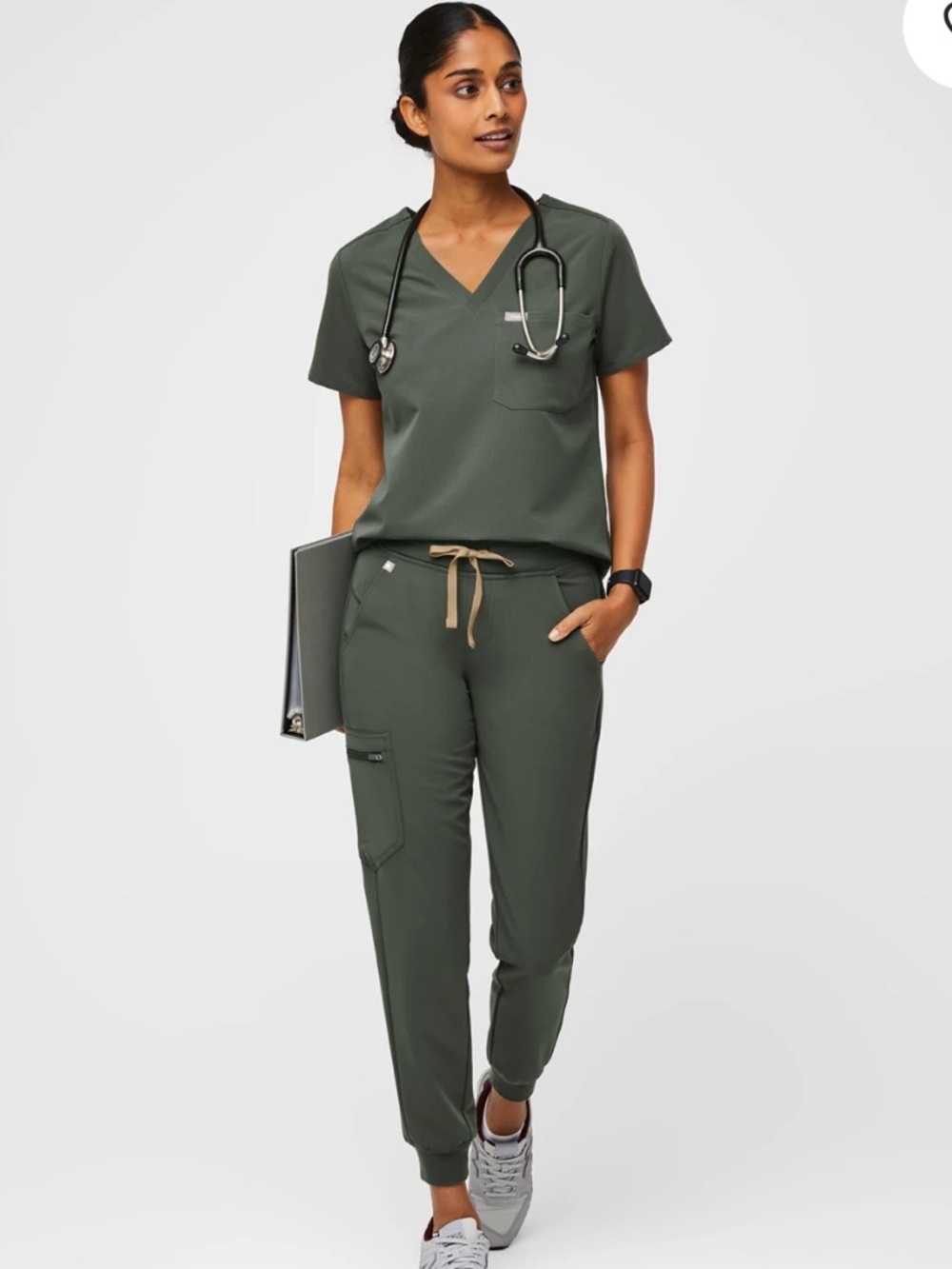 Moss Green Women's Utility Jogger Scrub Pants